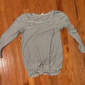 Classic Black and White Striped Long Sleeve Top